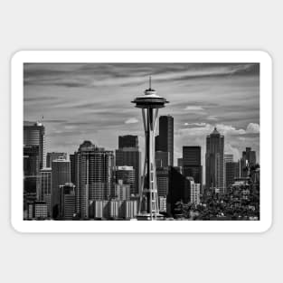Seattle Skyline In Black And White Sticker